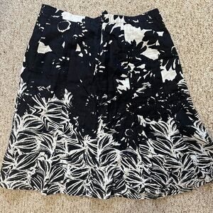 Coldwater Creek 100% Linen Black and White A- Line Skirt Sz L